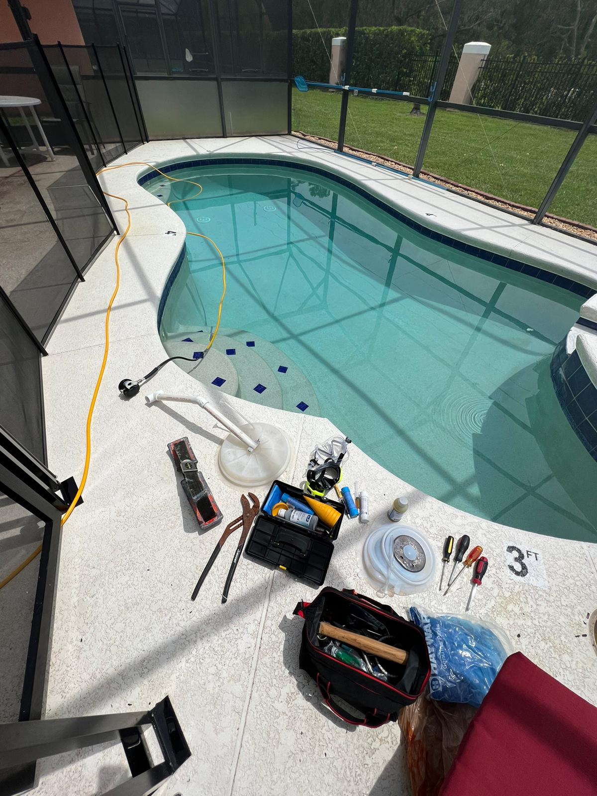 Pool equipment and screen enclosure
