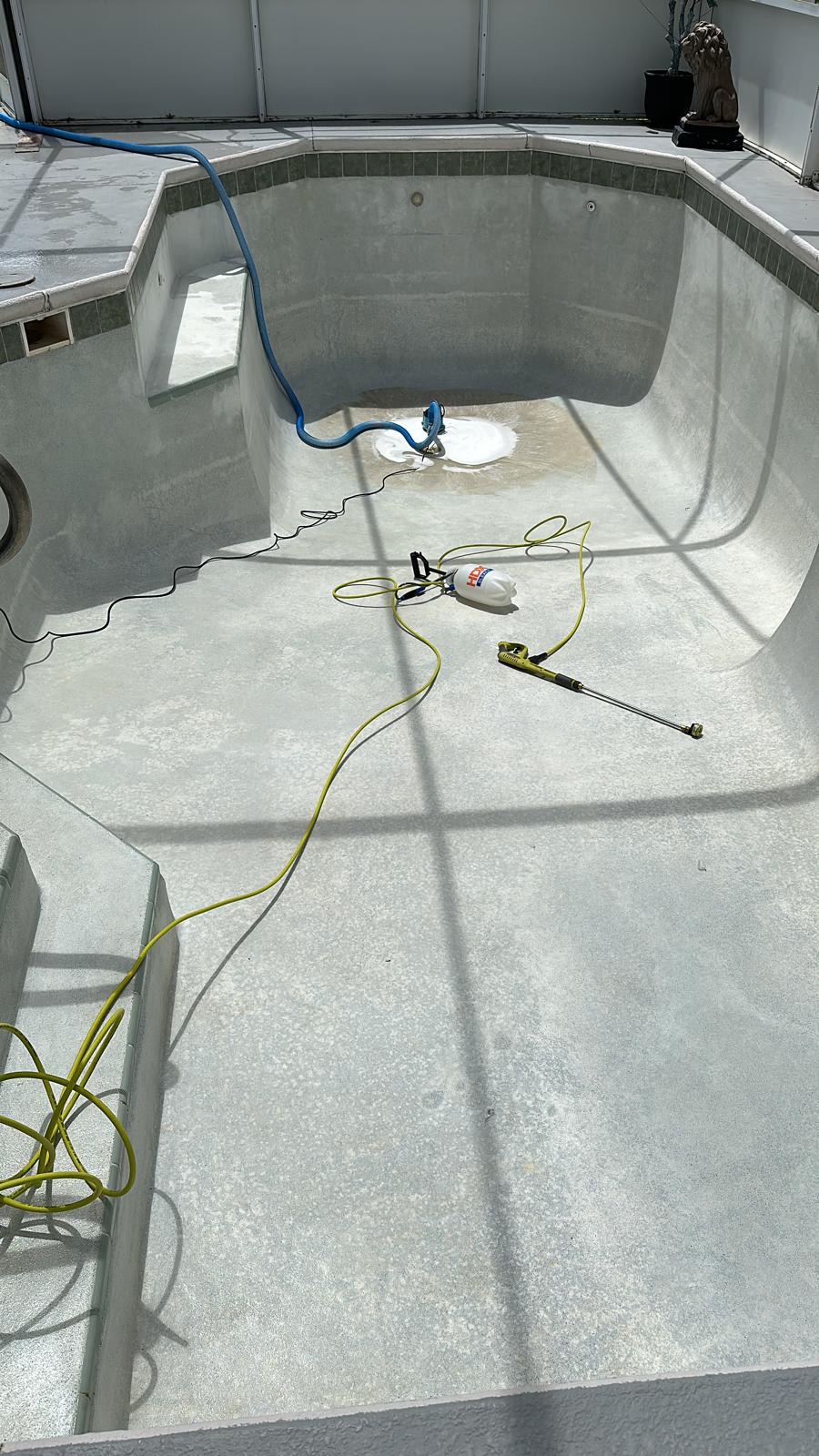 Pool deck pressure washing