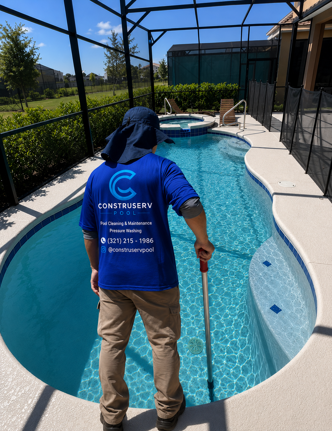 Construserv Pool technician on the job